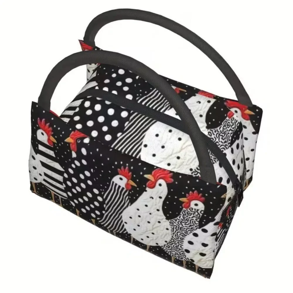 Chicken & Polka DotInsulated Lunch Bag – Reusable Cooler Tote